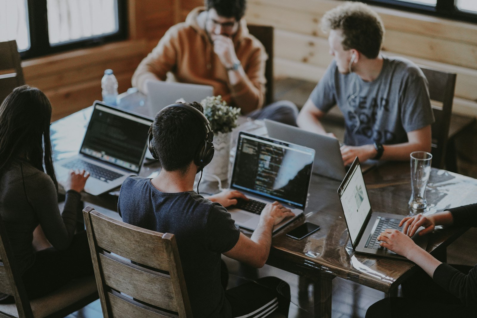 Designers and developers collaborating in a studio